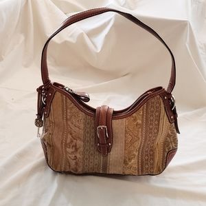 Fossil Tapestry Handbag Brown & Tan 10.5" x 8/5.5"